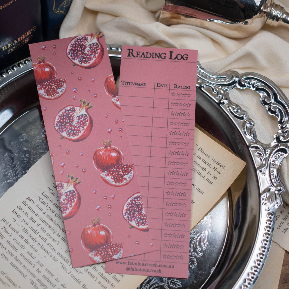 Pomegranate Reading Log Bookmark