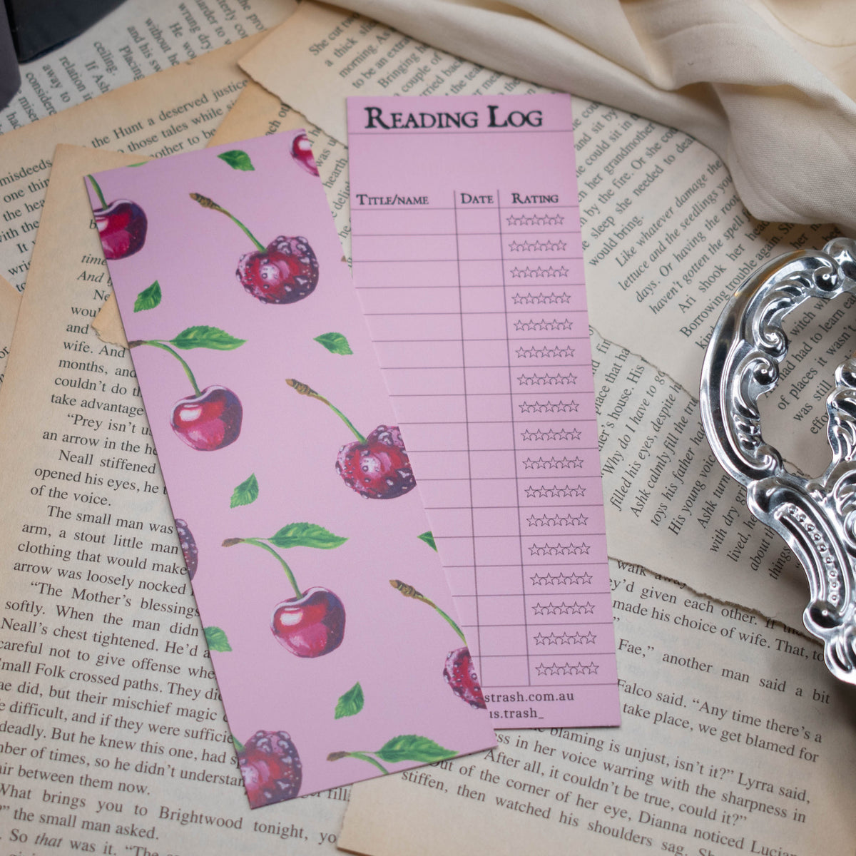 Cherry Reading Log Bookmark