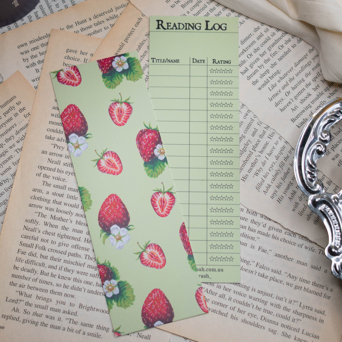 Strawberry Reading Log Bookmark