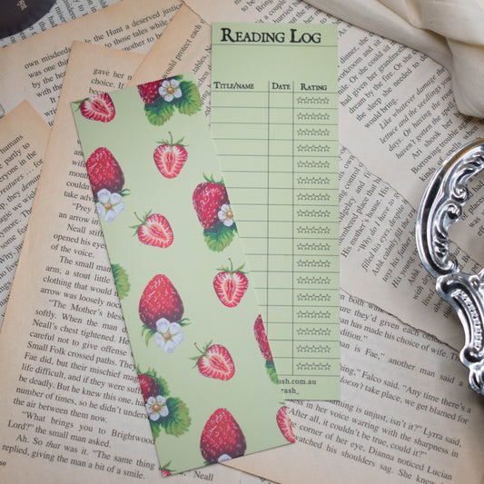 Strawberry Reading Log Bookmark
