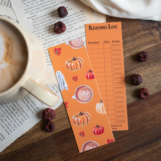 Pumpkin Spice Reading Log Bookmark