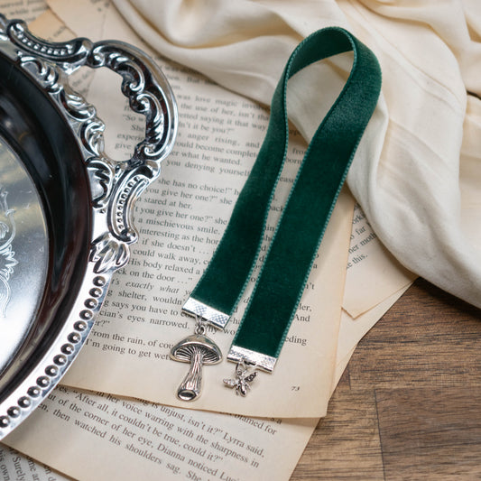 Green Velvet Ribbon Bookmark